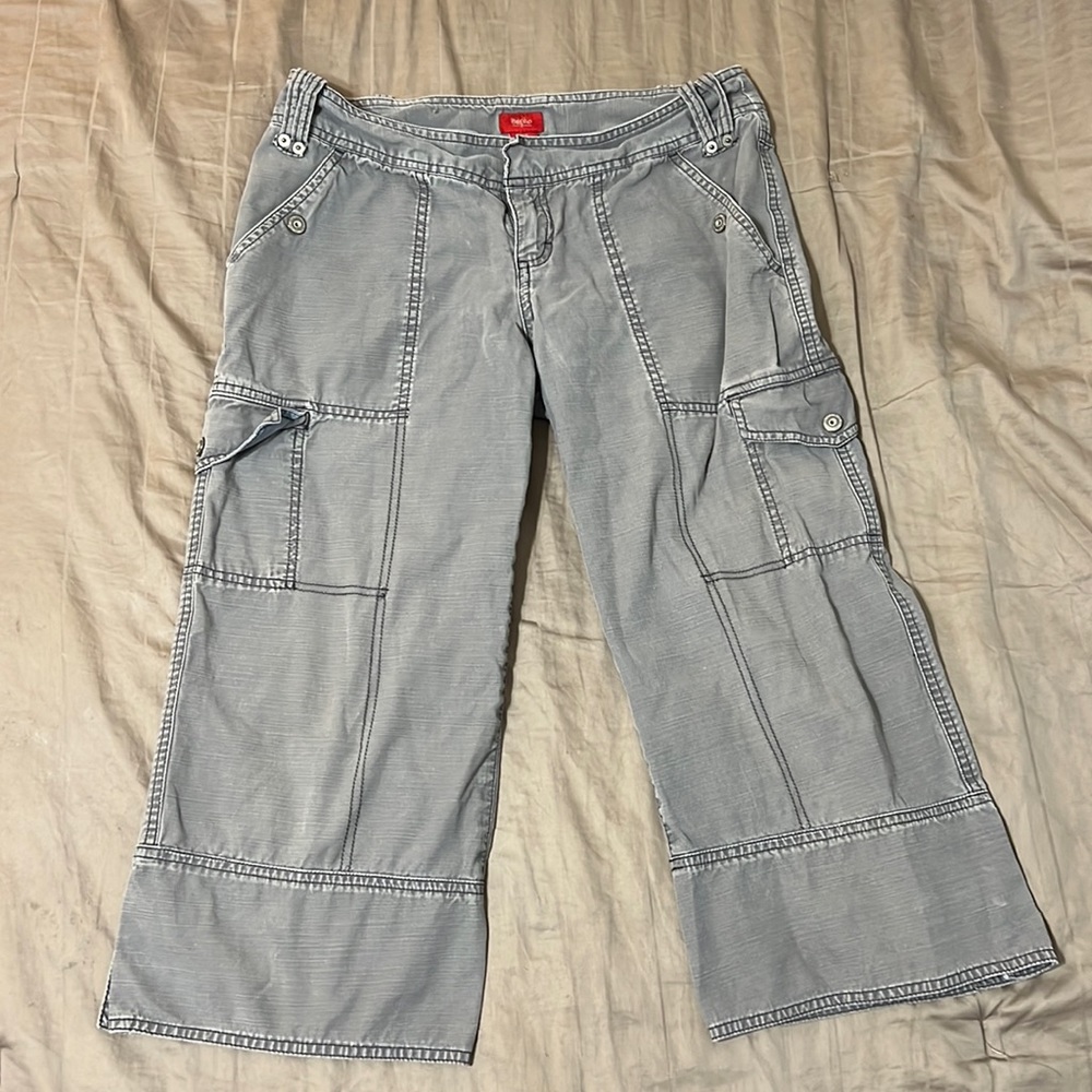 Mossimo faded grey wash cargo style capris